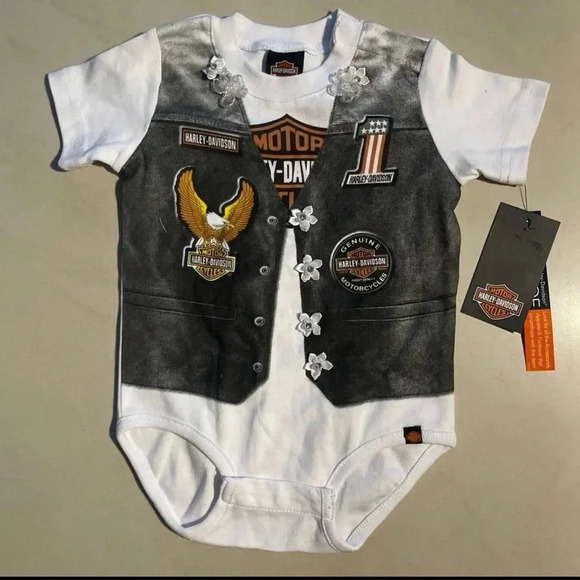 Harley-Davidson Other - Harley Davidson Floral Girls Onesie Size 12 Months
